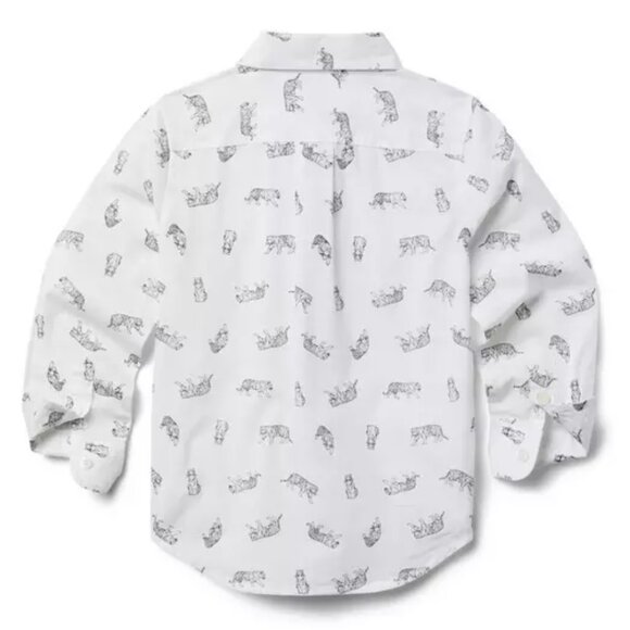 JANIE AND JACK TIGER PRINT POPLIN SHIRT BUTTON DOWN 100% COTTON BOYS 12 NWOT - Picture 2 of 9